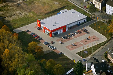 Aerial shot, Lidl supermarket, Weitmar, Bochum, Ruhr, North Rhine-Westphalia, Germany, Europe