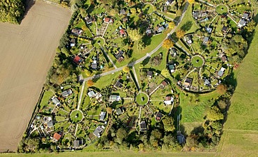 Aerial shot, allotment site, Witten, Ruhr district, North Rhine-Westphalia, Germany, Europe