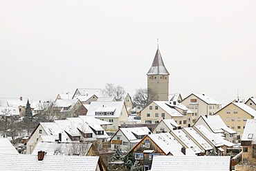 Townscape of Korb-Steinreinach in winter, Remstal, Baden-Wuerttemberg, Germany, Europe