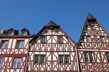 Historic half-timbered houses on the main market square, Trier, Rhineland-Palatinate, Germany, Europe