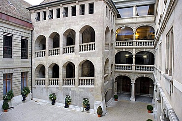 Inner court of the town hall, Geneva, Canton of Geneva, Switzerland, Europe