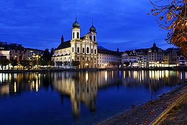 Church of the Jesuit order from 1666 above the Reuss river, Lucerne, Canton of Lucerne, Switzerland, Europe