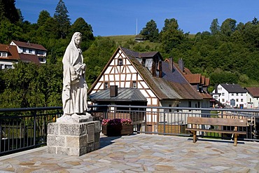 The statue of St. Elizabeth in Pottenstein, Naturpark Fraenkische Schweiz nature preserve, Little Switzerland region, Franconia, Bavaria, Germany, Europe