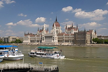 Parliament on the banks of the Danube river, Budapest, Hungary, Europe