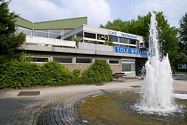 Artificial wave and salt water swimming pool at the spa gardens, Bad Rothenfelde, spa, Osnabruecker Land region, Lower Saxony, Germany, Europe