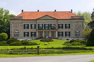 Schloss von Korff castle in the Schlossanlage Harkorten castle complex, Fuechtorf, Sassenberg, Muensterland region, North Rhine-Westphalia, Germany, Europe