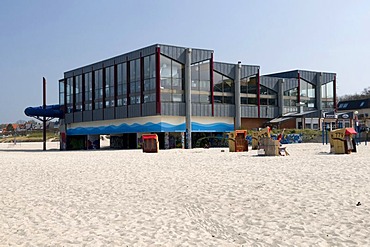 Indoor seawater swimming pool on the beach of the Baltic resort Laboe, Kieler Bucht, Schleswig-Holstein, Germany, Europe