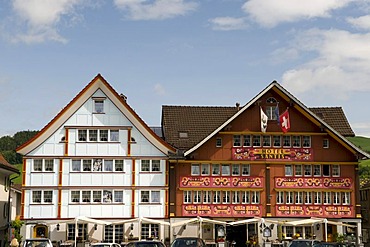 Hotel Saentis on Landsgemeindeplatz square, Appenzell, region of Appenzell, Switzerland, Europe