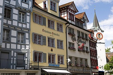 Typical row of houses in the centre of St. Gallen, Switzerland, Europe