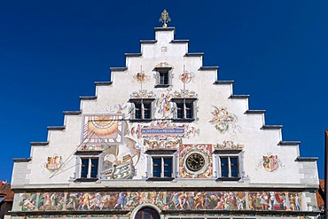 Gable of the old town hall in the old town, Lindau, Lake Constance, Bavaria, Germany, Europe