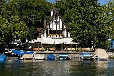 Boat rental and tavern on Lake Constance, Bregenz, Lake Constance, Vorarlberg, Austria, Europe