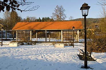 Spa park in winter, Bodenmais, Bavarian Forest, Bavaria, Germany, Europe