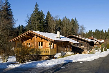 Holiday cottage settlement in Spiegelhuette, Bayerisch Eisenstein, Bavarian Forest, Bavaria, Germany, Europe