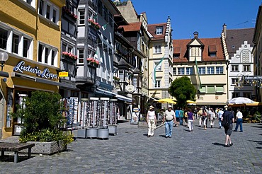 Maximilianstrasse shopping street in the old town, Lindau, Lake Constance, Bavaria, Germany, Europe