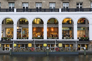 Restaurant under the Alsterarkaden arcades, Hamburg, Germany, Europe