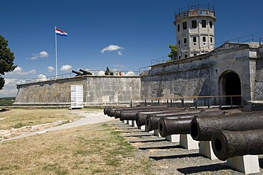 Cannons in front of the fortress, Pula, Istria, Croatia, Europe