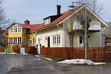 Wooden houses on the archipelago island of Vaxholm, Sweden, Scandinavia, Europe