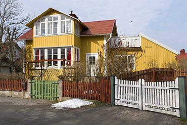 Wooden house on the archipelago island of Vaxholm, Sweden, Scandinavia, Europe