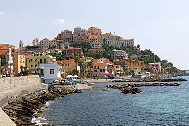 Historic town on hill and coast of Porto Maurizio, Imperia, Riviera, Liguria, Italy, Europe