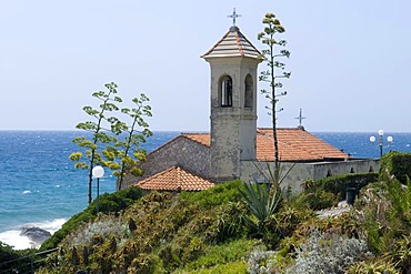 Chiesa di Sant Ampelio Chapel at the cape, Bordighera, Riviera, Liguria, Italy