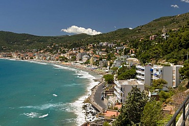 Cityscape with coast, Alassio, Italian Riviera, Liguria, Italy, Europe