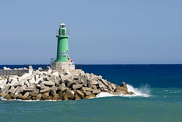 Lighthouse off the coast, Oneglia, Imperia, Riviera, Liguria, Italy, Europe