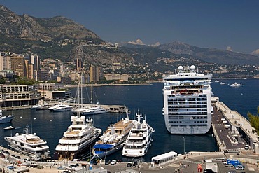 View of the harbor with the Ruby Princess cruise ship, Monte Carlo, Cote d'Azur, Monaco, Europe