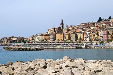 Historic centre on the coast, Menton, Cote d'Azur, Provence, France, Europe