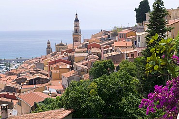 View of the historic centre, Menton, Cote d'Azur, Provence, France, Europe