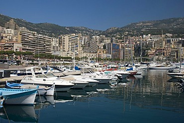 Harbor and view of Monte Carlo, Monaco, Cote d'Azur, Europe