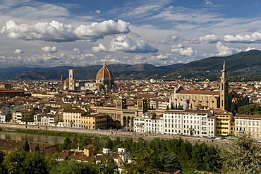 City panorama with the Duomo or Santa Maria del Fiore cathedral, view from Mount all Croci, Florence, Tuscany, Italy, Europe