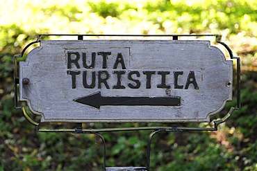 Ruta Turistica, sign, ruins of Leon Viejo, Leon, Nicaragua, Central America