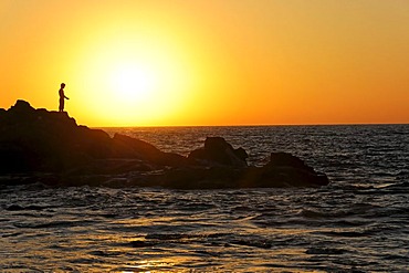 Sunset, Las Penitas beach at Poneloya, Leon, Pacific, Nicaragua, Central America