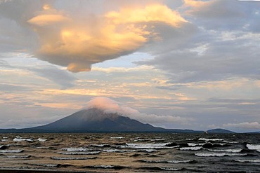 Nicaragua Lake, island of Ometepe at back, Nicaragua, Central America