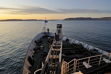 Cruise North Cruiseship Lyubov Orlova heading towards Devon Island, Northwest Passage, Nunavut, Canada, Arctic