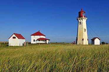 Lighthouse of Bassin at Cap du Sud, Ile du Havre Aubert, Iles de la Madeleine, Magdalen Islands, Quebec Maritime, Canada, North America