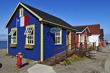 Colorful wooden houses in La Grave, Ile du Havre Aubert, Iles de la Madeleine, Magdalen Islands, Quebec Maritime, Canada, North America