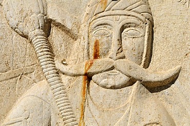 Historic bas relief of a Persian soldier, Fars Museum, Shiraz, Iran, Asia