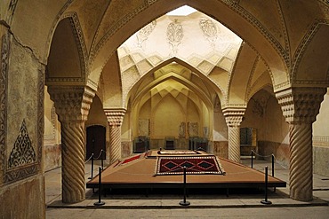 Iranian carpet display at the historic Hamman-e Vakil bath, Shiraz, Fars, Persia, Asia