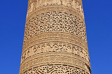 Famous brick decorated minaret of Saveh, Markazi, Persia, Iran, Asia