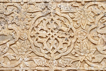 Calligraphy in Farsi on a historic gravestone in a mosque in Ardabil, Iran, Persia, Asia