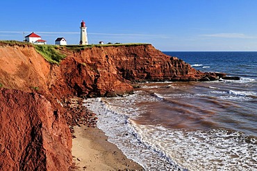 Lighthouse of Bassin at Cap du Sud, Ile du Havre Aubert, Iles de la Madeleine, Magdalen Islands, Quebec Maritime, Canada, North America