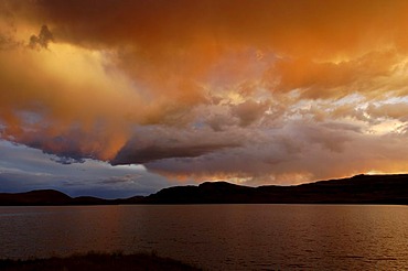 Thunderstorm over Dlinoe Lake, Saljugem, Sailughem, Saylyugem Mountains, Altai Republic, Siberia, Russia, Asia