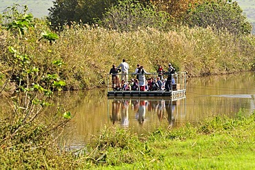 Raft on the Jordan River in the nature reserve on the Hula Agamon Lake, Israel, Middle East, Orient