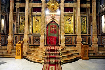 Katholikon altar in the Church of the Holy Sepulchre, Jerusalem, Israel, Middle East, Orient