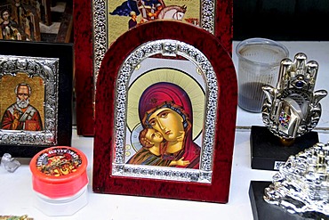 Icon picture in a shop in the souq, market, in the Old City of Jerusalem, Israel, Middle East, Orient