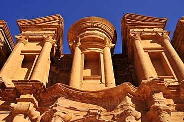 Facade of the procession monastery Ed-Deir in the Nabataean city of Petra, World Heritage Site near Wadi Musa, Jordan, Middle East, Orient