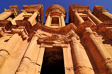 Facade of the procession monastery Ed-Deir in the Nabataean city of Petra, World Heritage Site near Wadi Musa, Jordan, Middle East, Orient