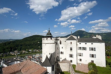 Tower of Hohensalzburg Castle, with Gaisberg mountain, Salzburg, Austria, Europe