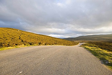 Road, B976, through the Scottish Highlands near Bush Crathie, Aberdeenshire, Scotland, United Kingdom, Europe